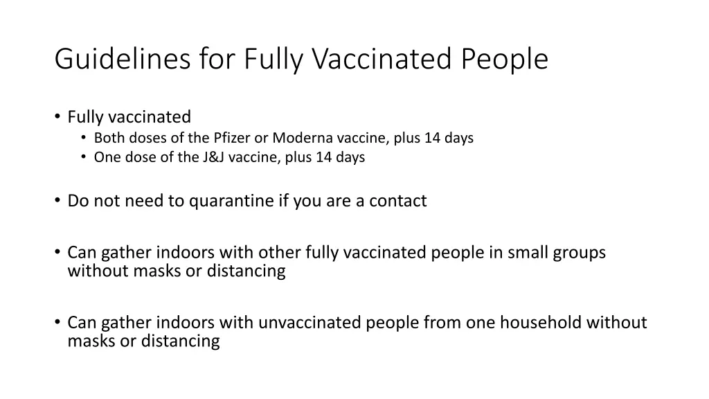 guidelines for fully vaccinated people