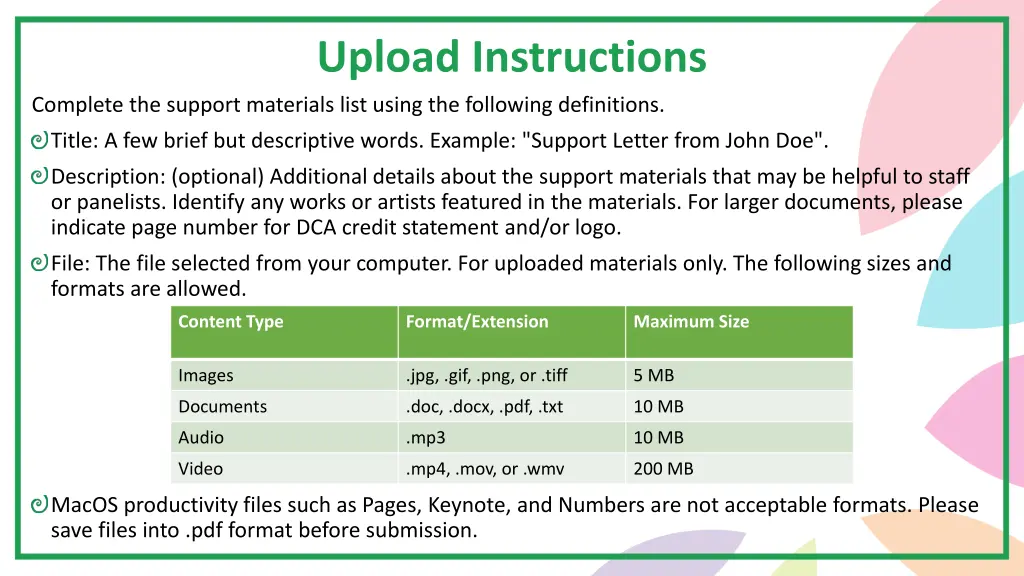 upload instructions