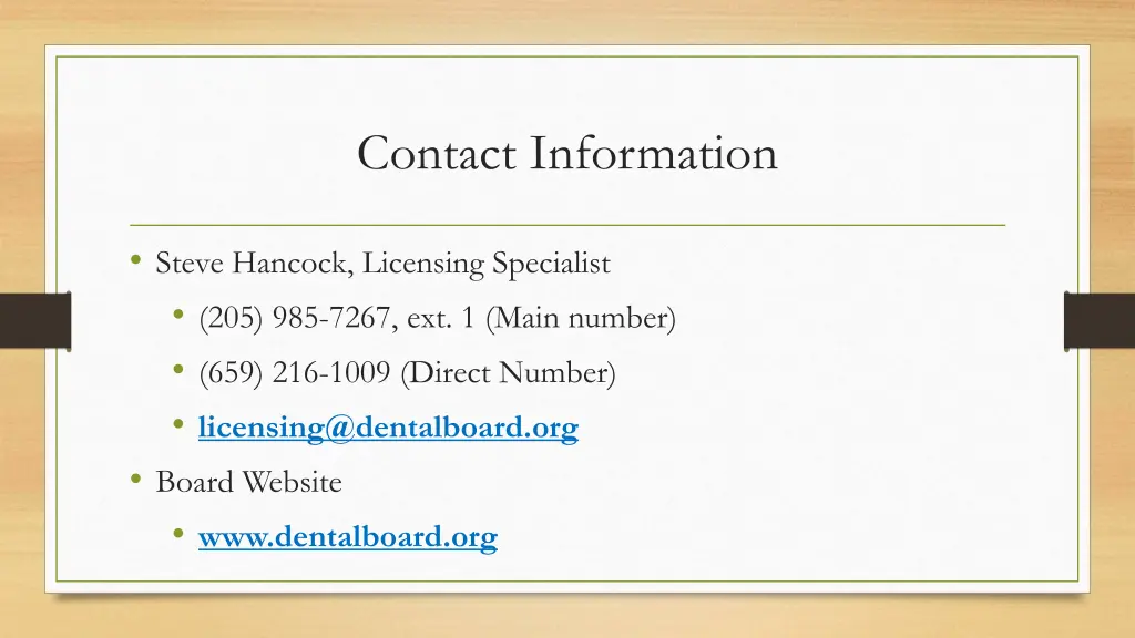 contact information