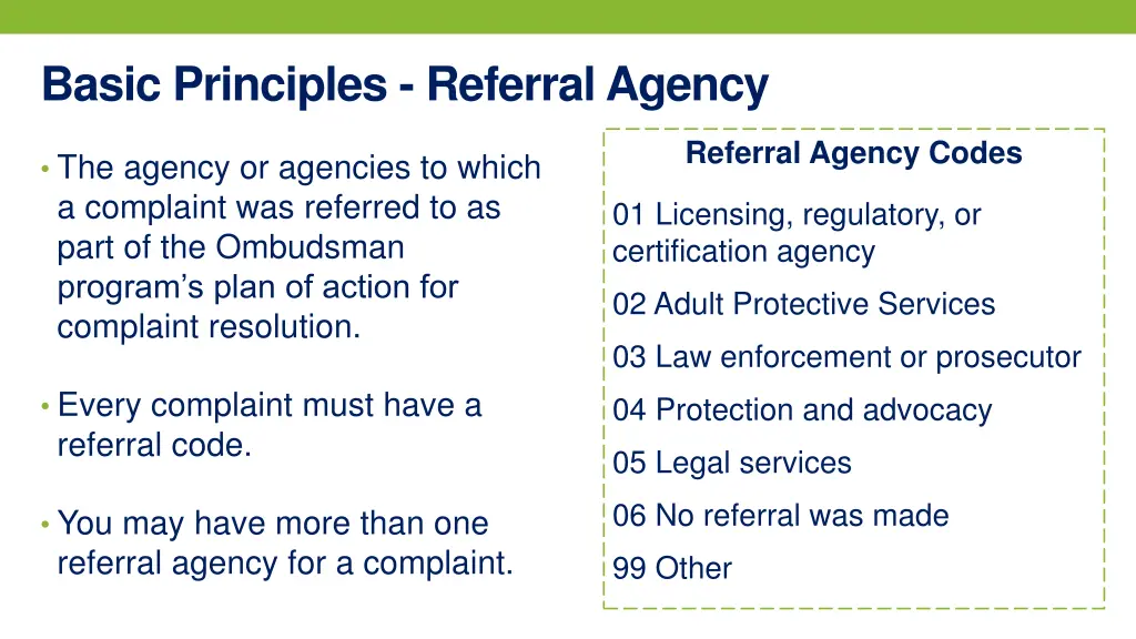 basic principles referral agency