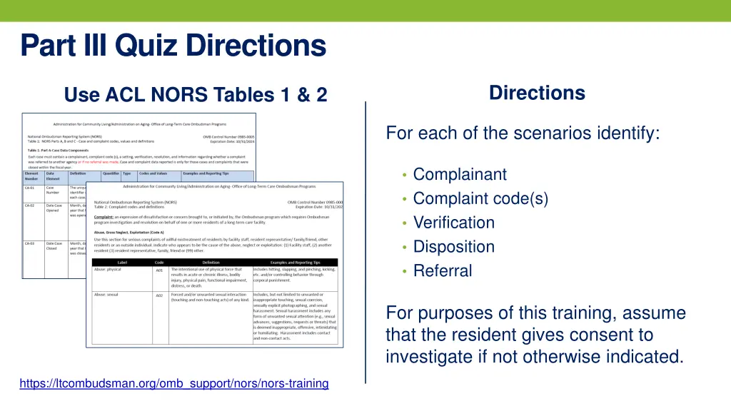 part iii quiz directions