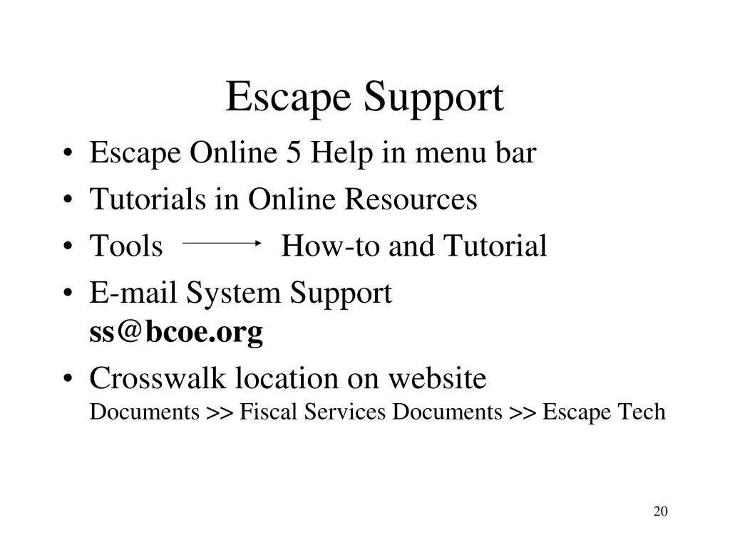 escape support