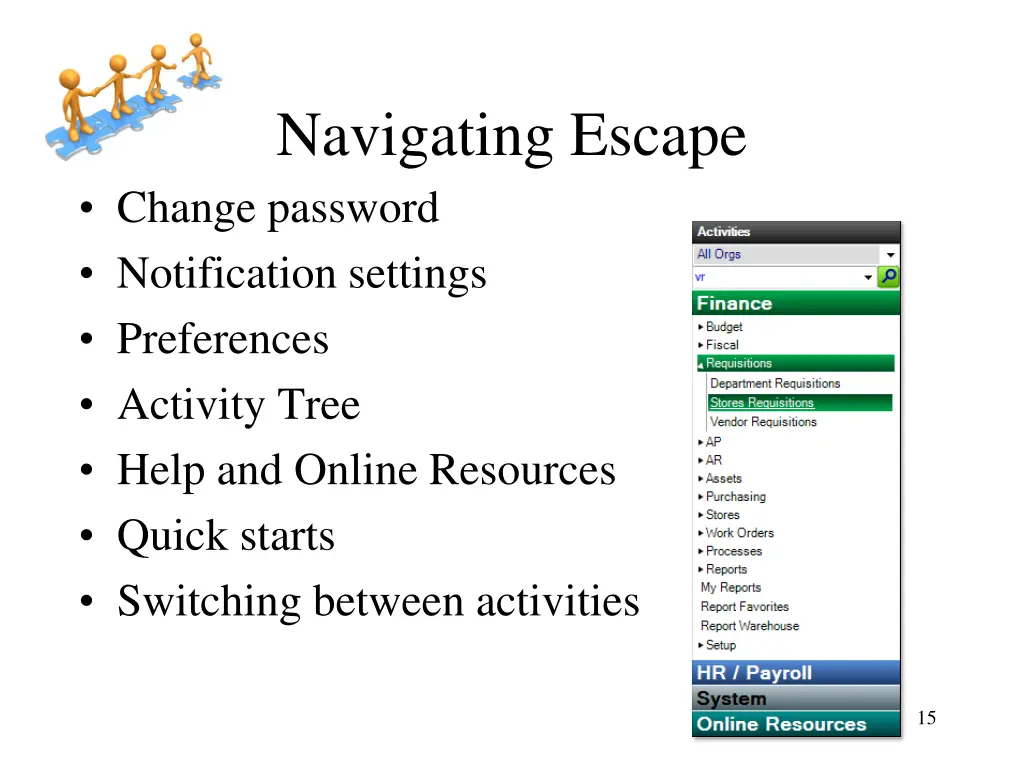 navigating escape change password notification