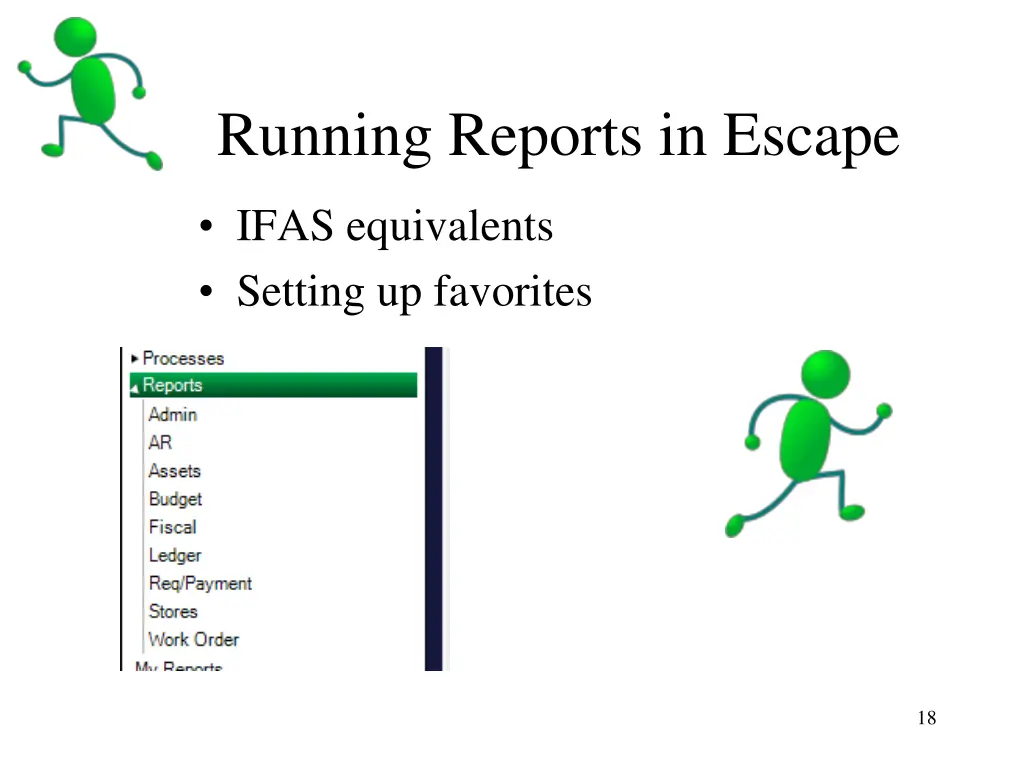 running reports in escape