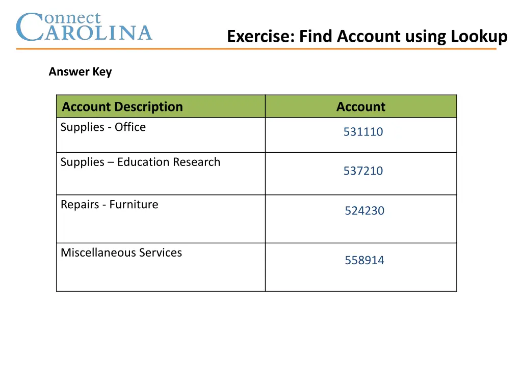 exercise find account using lookup 1