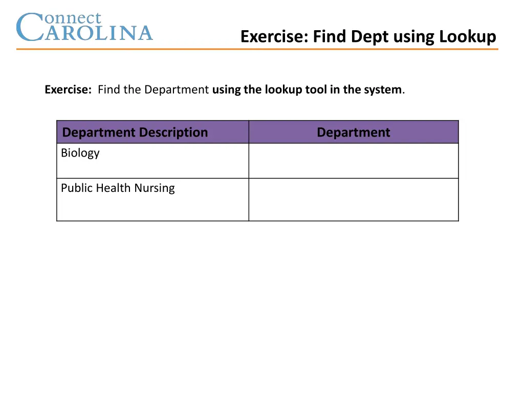 exercise find dept using lookup