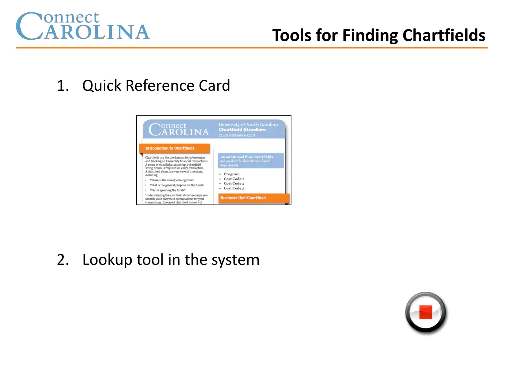 tools for finding chartfields