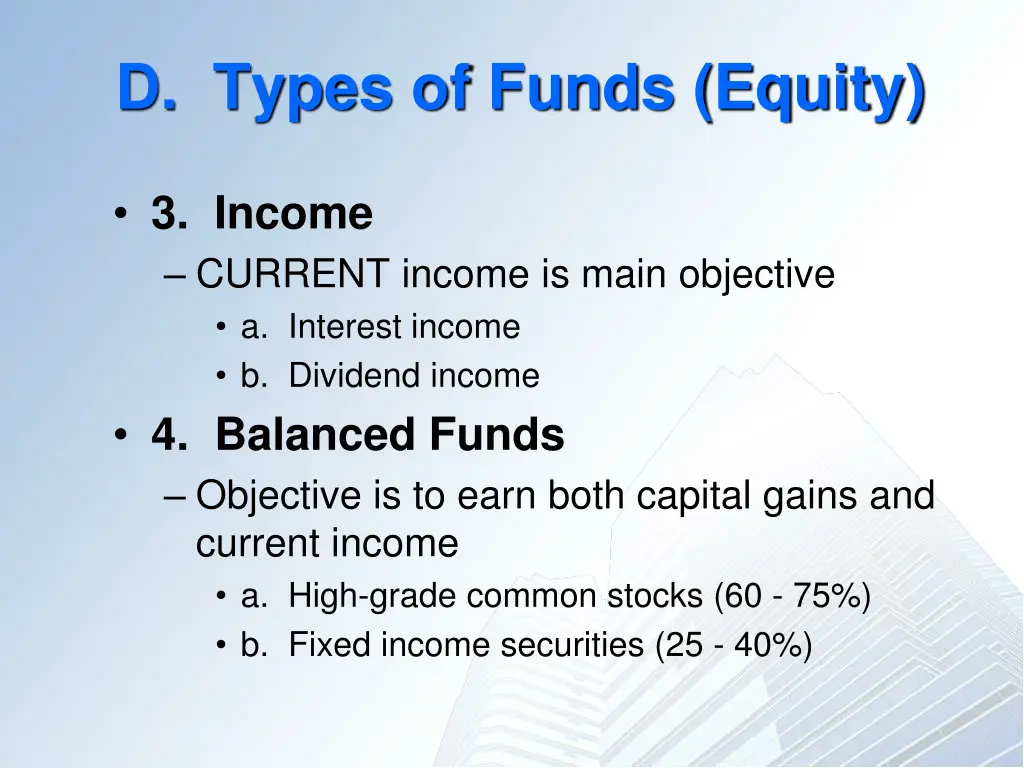 d types of funds equity 1