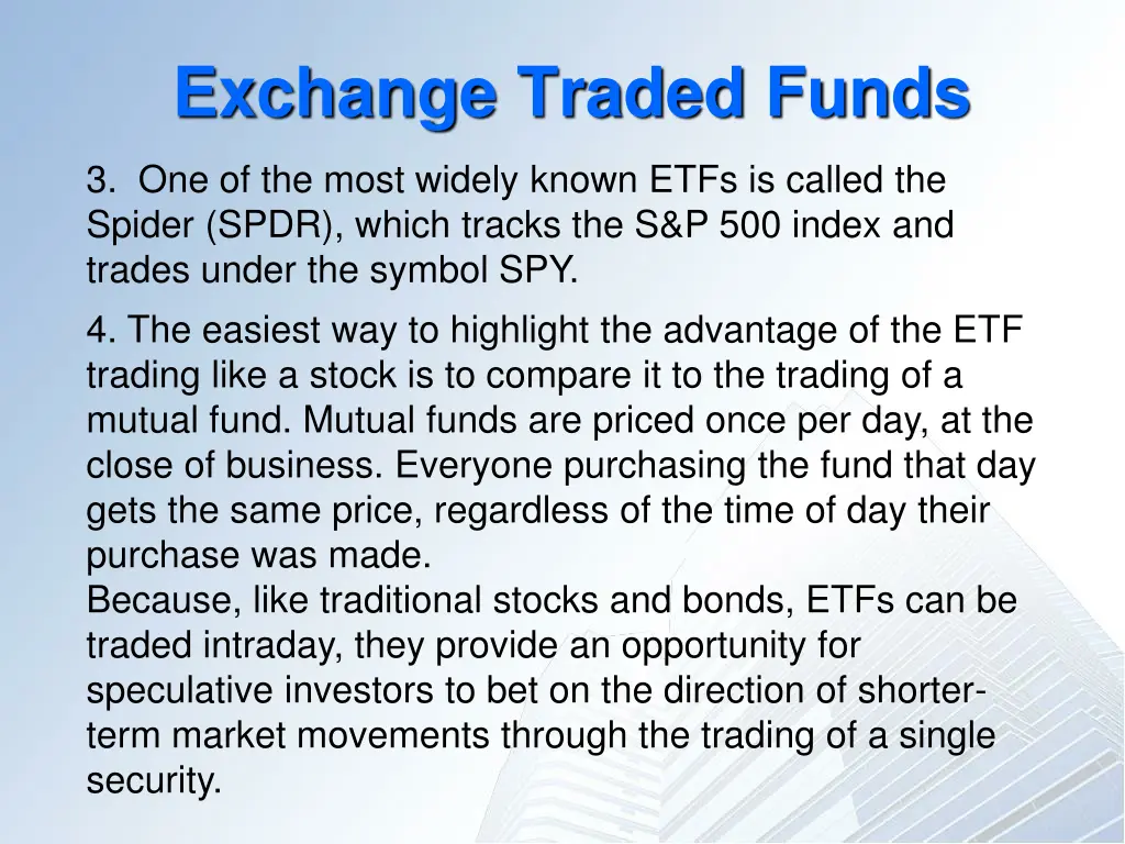 exchange traded funds 1