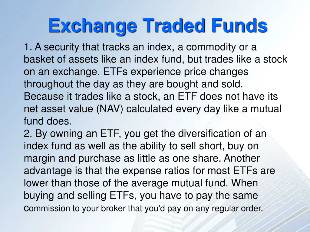 exchange traded funds