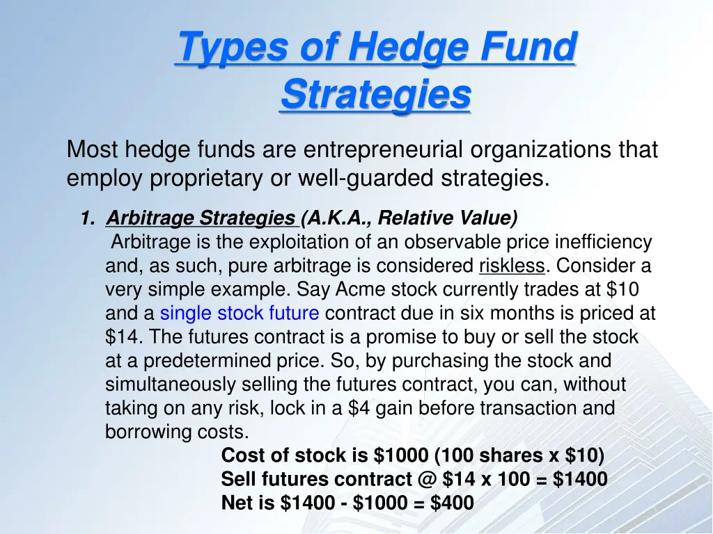 types of hedge fund strategies