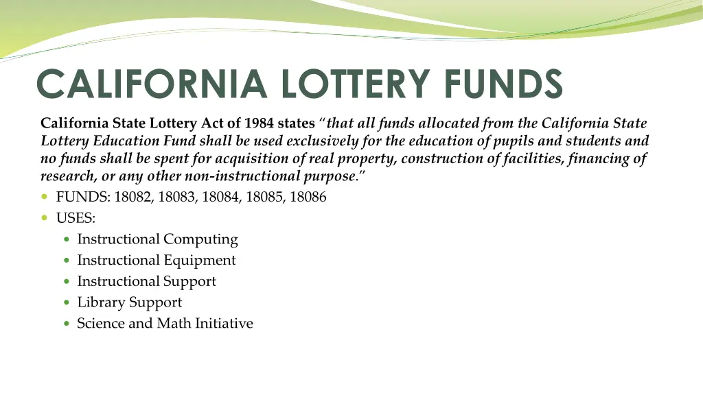 california lottery funds