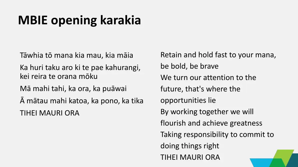 mbie opening karakia