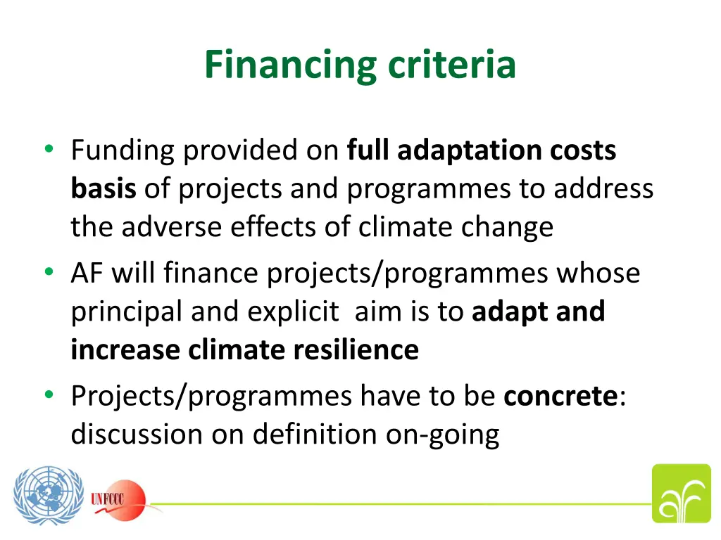 financing criteria