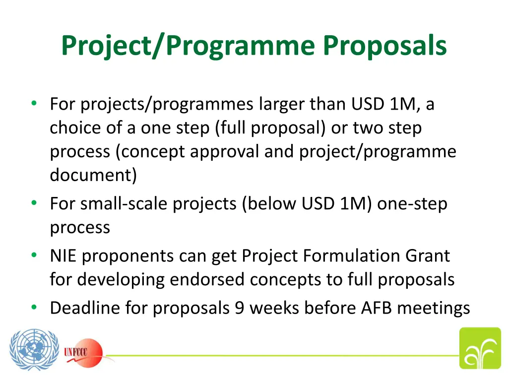 project programme proposals