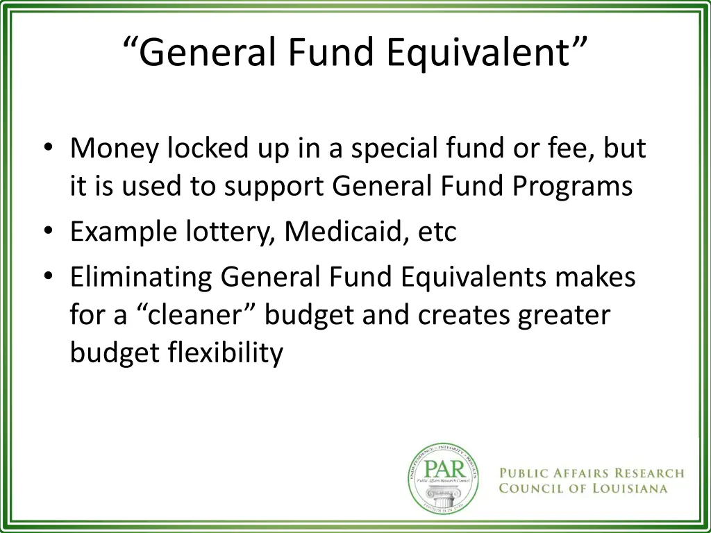 general fund equivalent