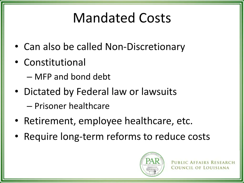 mandated costs