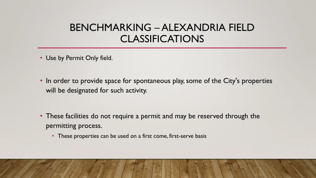 benchmarking alexandria field classifications