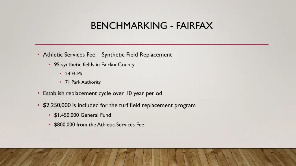 benchmarking fairfax 2