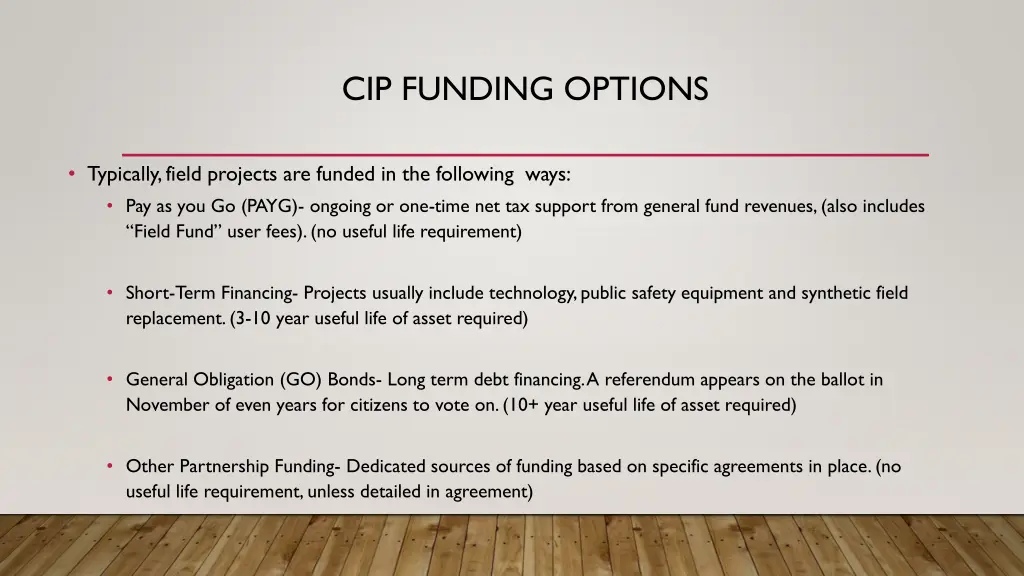 cip funding options