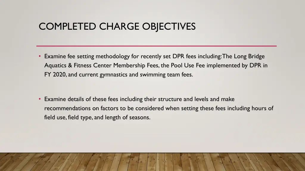 completed charge objectives