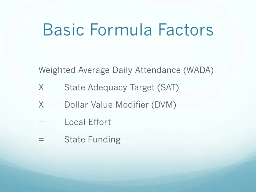 basic formula factors