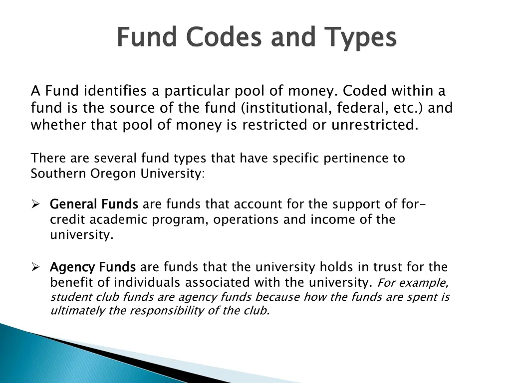 fund codes and types