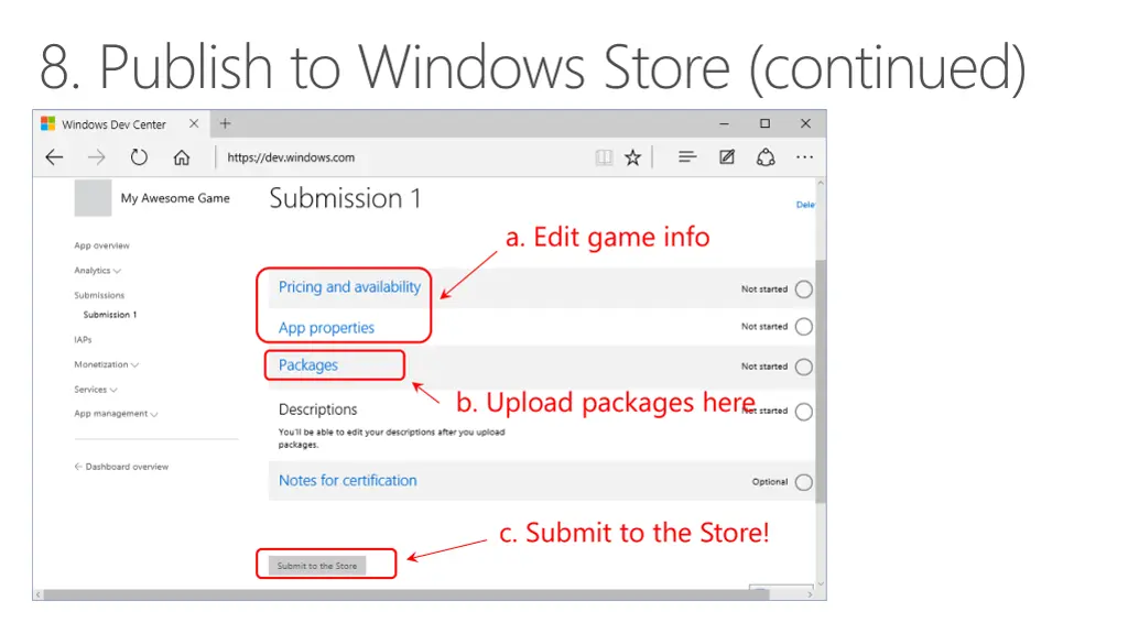 8 publish to windows store continued