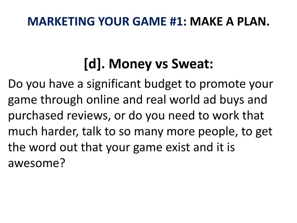 marketing your game 1 make a plan 4