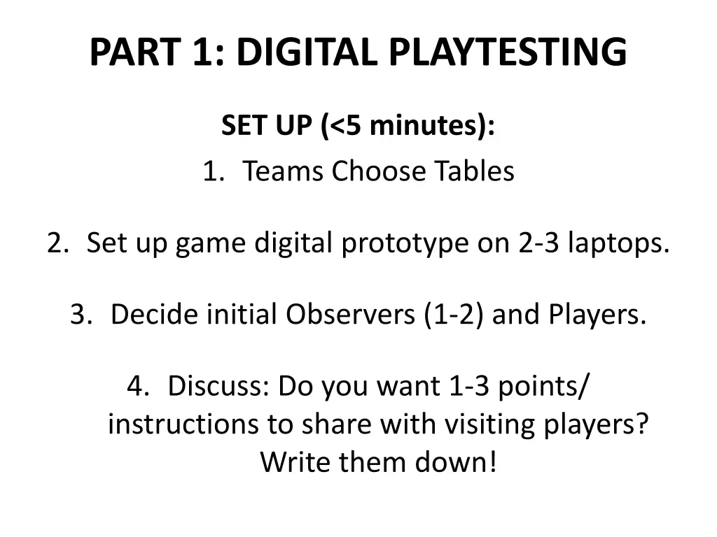 part 1 digital playtesting