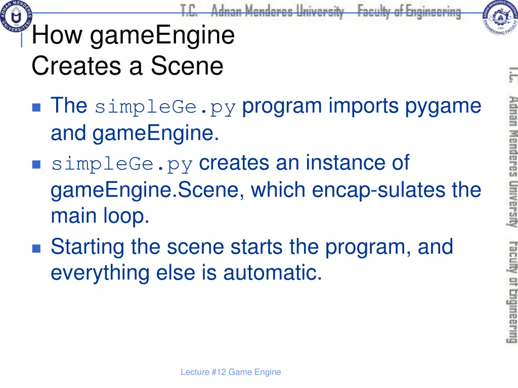 how gameengine creates a scene