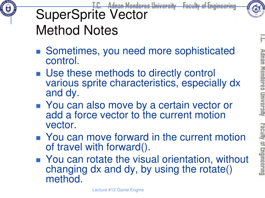 supersprite vector method notes