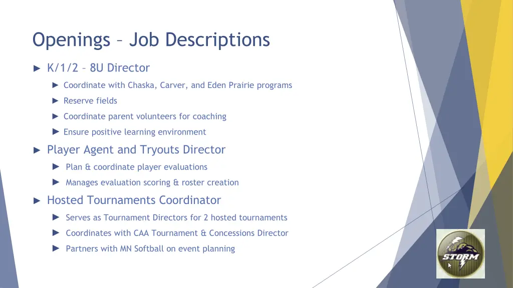 openings job descriptions