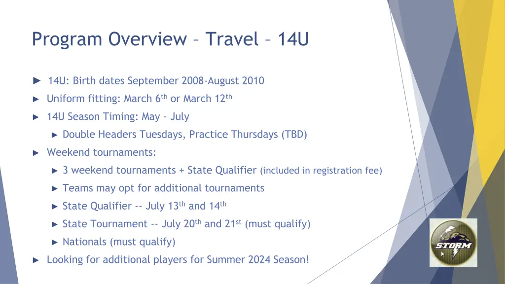 program overview travel 14u