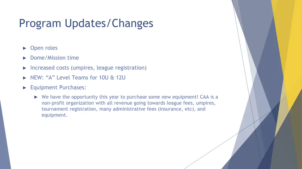 program updates changes