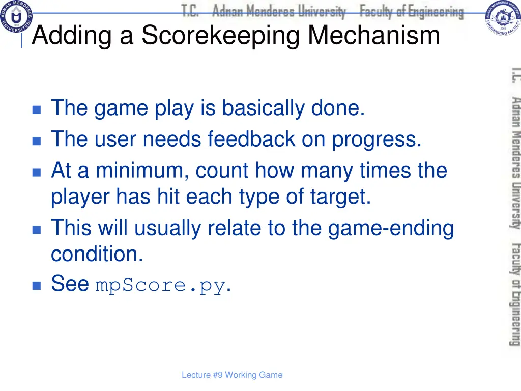 adding a scorekeeping mechanism