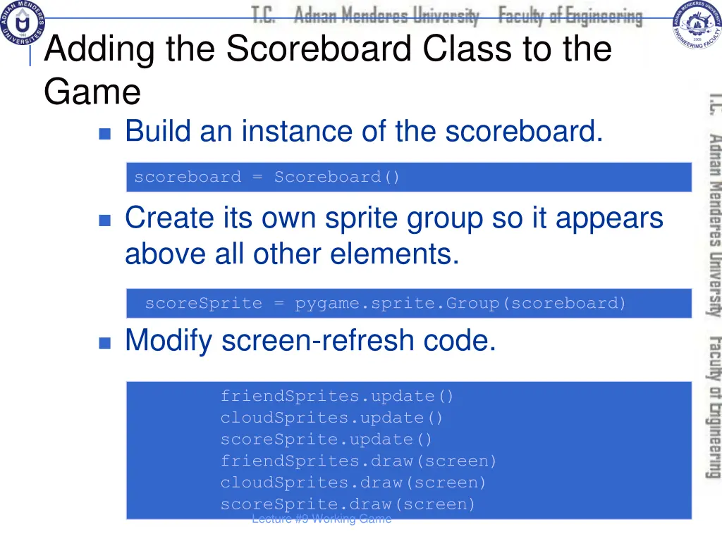 adding the scoreboard class to the game build