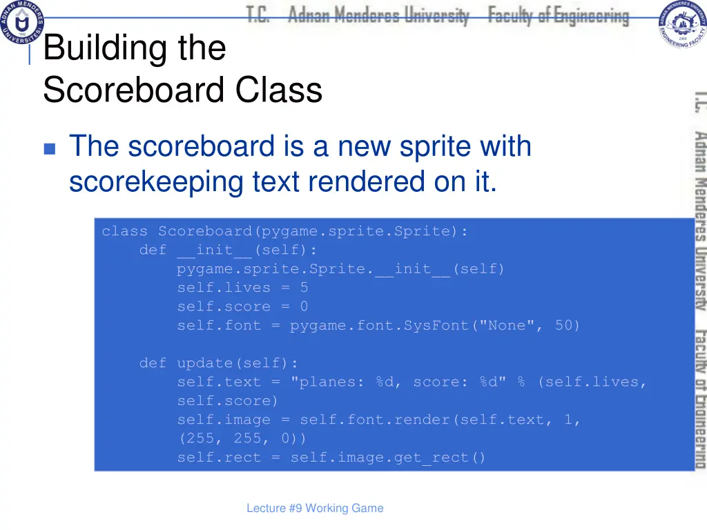 building the scoreboard class