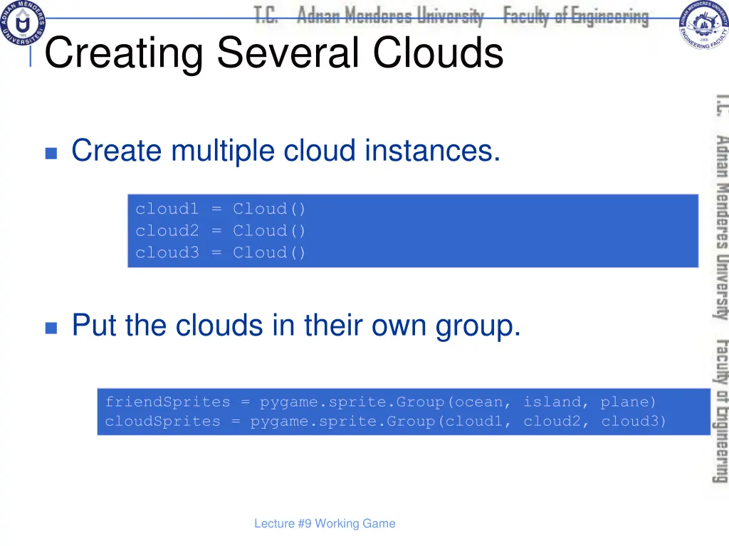 creating several clouds