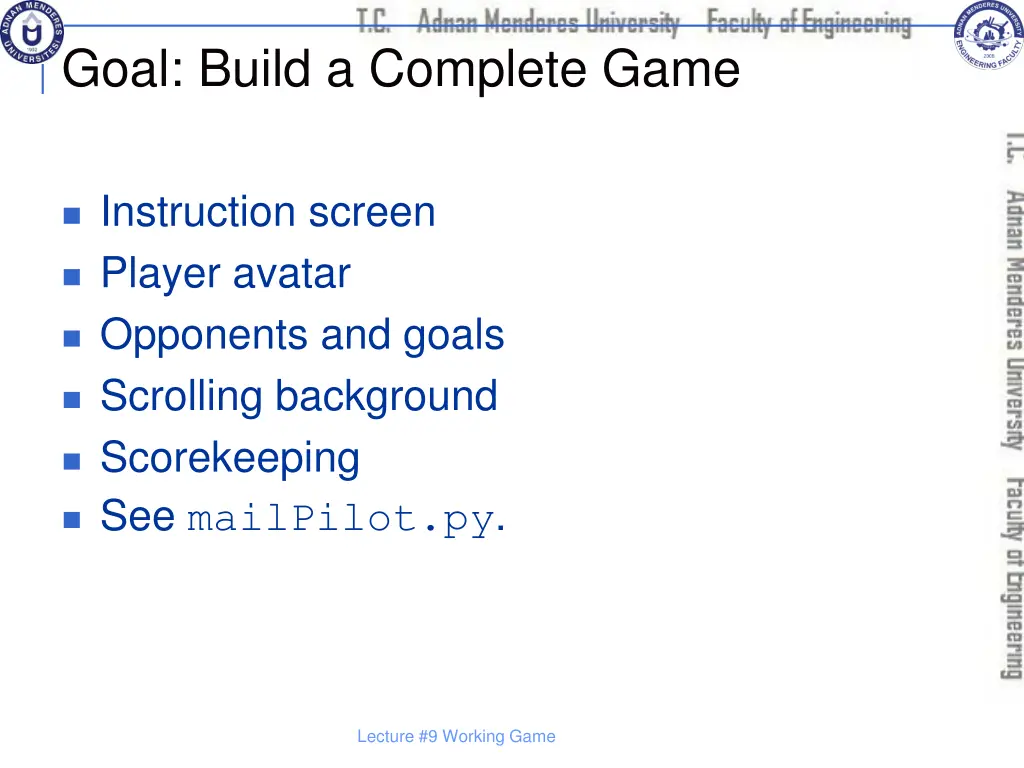 goal build a complete game