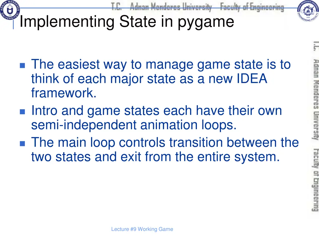 implementing state in pygame