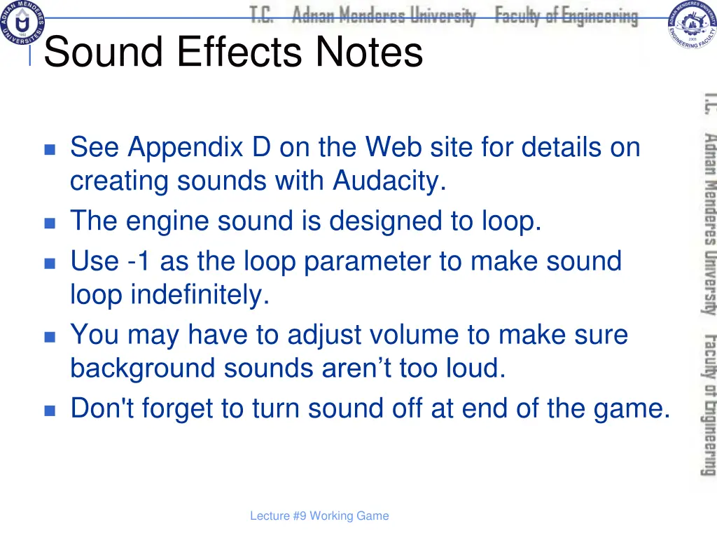 sound effects notes