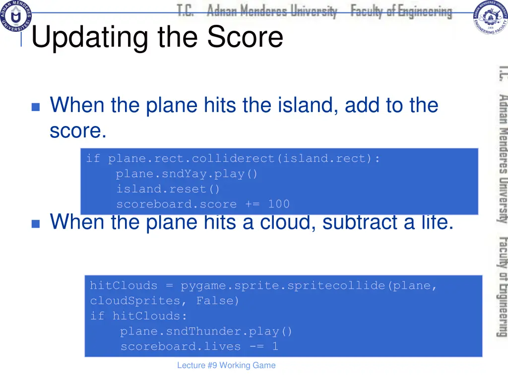 updating the score