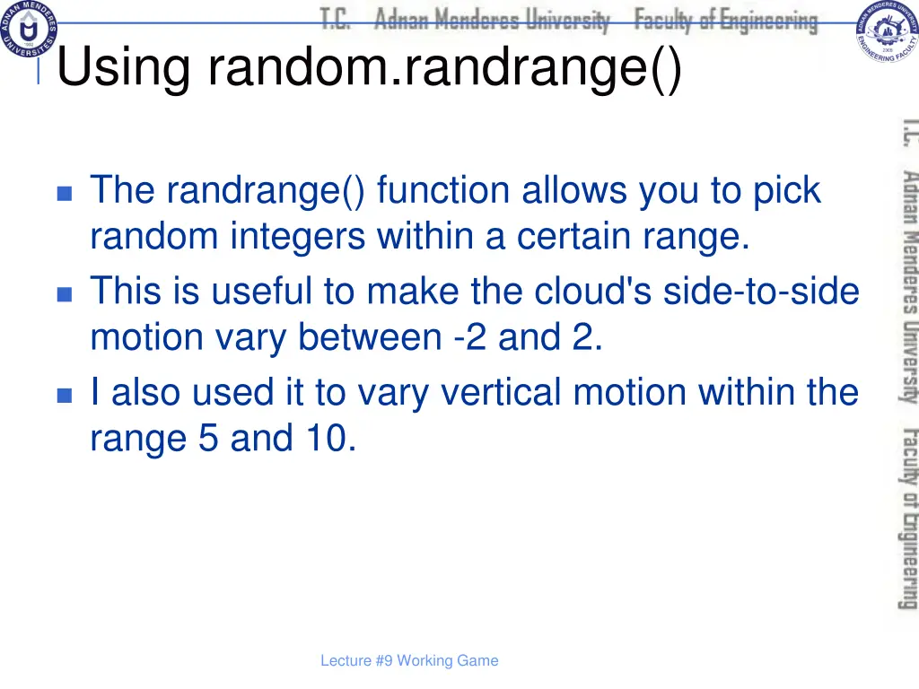 using random randrange