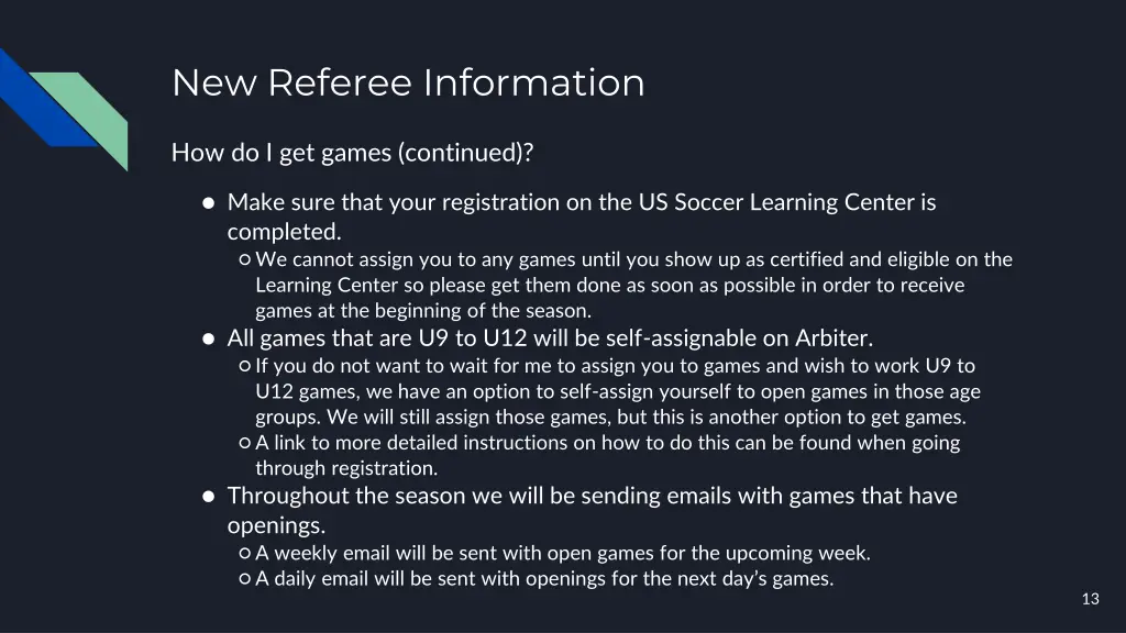 new referee information 11