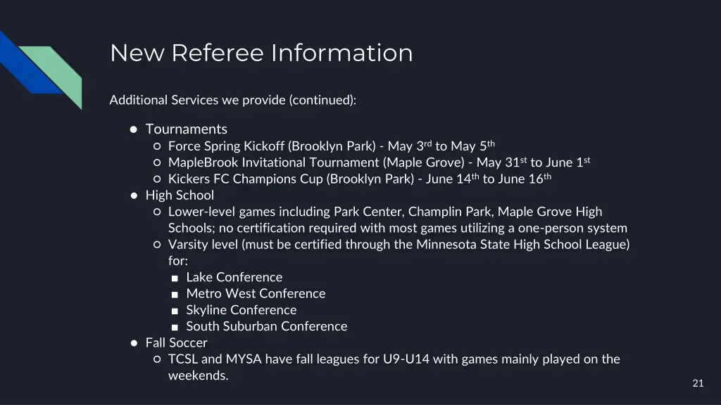 new referee information 19