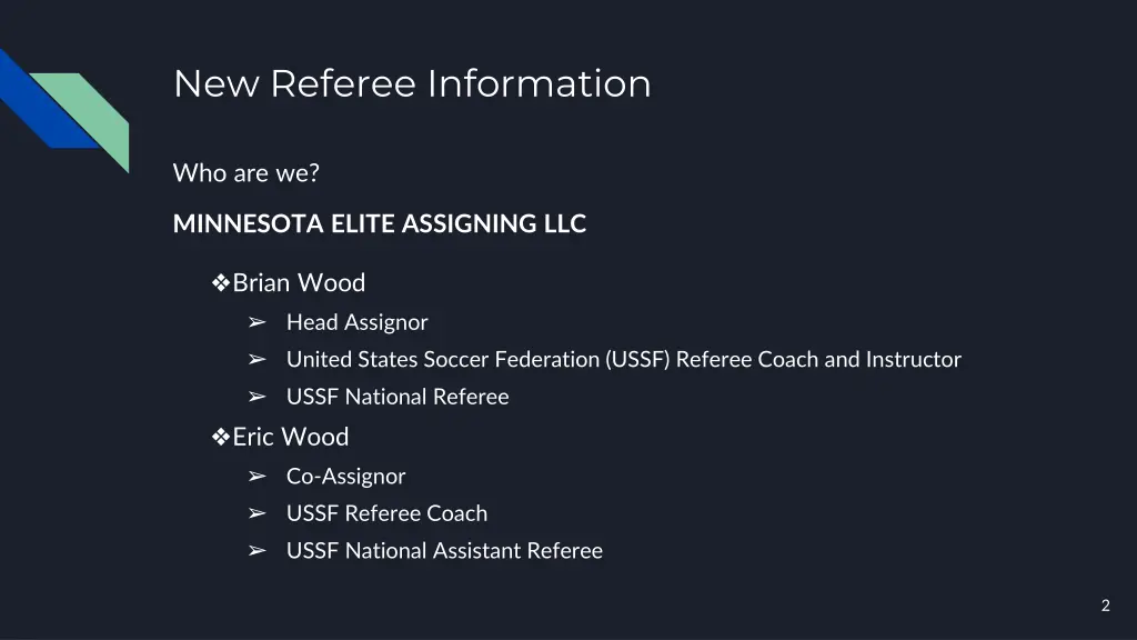 new referee information