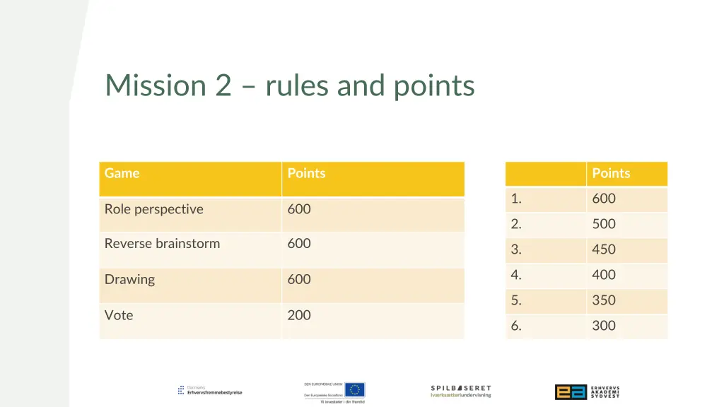 mission 2 rules and points 1