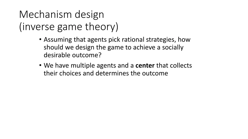 mechanism design inverse game theory assuming