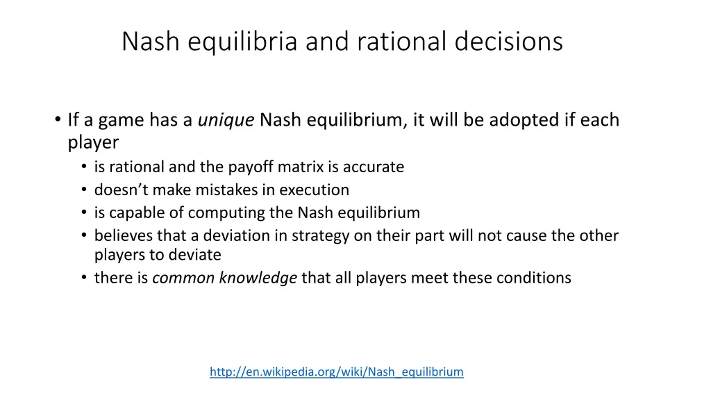 nash equilibria and rational decisions